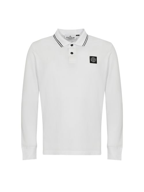 Polo maniche lunghe 2200012 in cotone pique White STONE ISLAND | 2200012S0018V1001